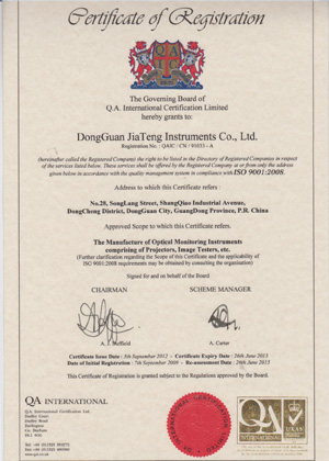 QUALITY INSPECTION CERTIFICATE